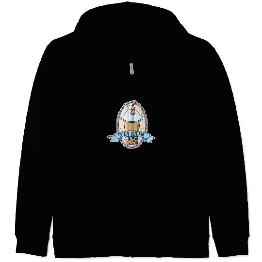 Boba Queen vintages Art Bubble Tea Zip Hoodies