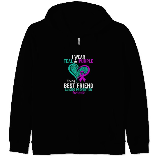 I Wear Teal and Purple for My Friend suicides Prevention 2 Zip Hoodies