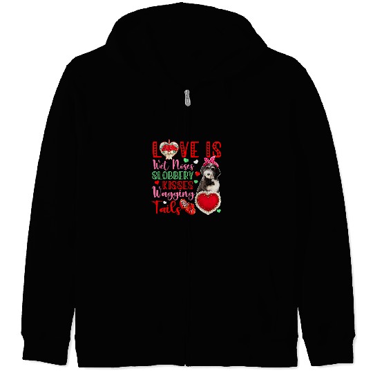 Dog Lover Wet Noses Slobbery Kisses Cute Bernedoodle Lover Zip Hoodies