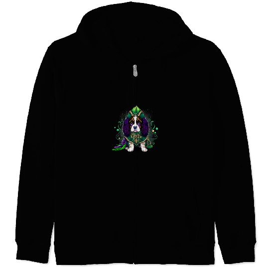 Mardi Gras King Queen English Springer Spaniel dog Zip Hoodies