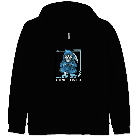 Game Over Grim Reaper Video Gamer Halloween Costume 116 Zip Hoodies