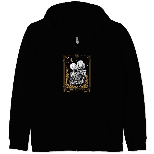 Skeletons Skulls Funny Skeletons Couple The Lovers Tarot Card Valentines Day 87 Skull Zip Hoodies