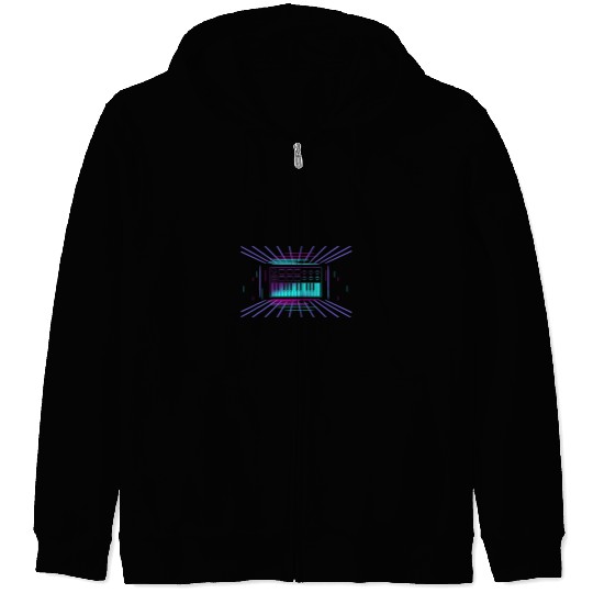 80s synthesizer keyboard synth analogue music Zip Hoodies