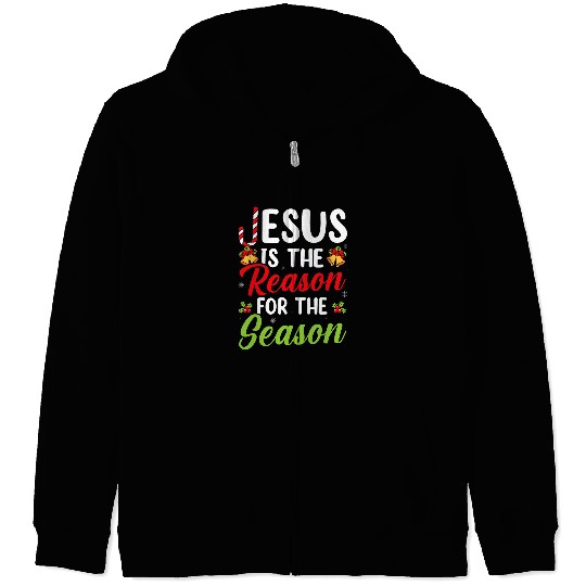 Christian Jesus Is The Reason For The Season Christmas xmass Design Christ Zip Hoodies