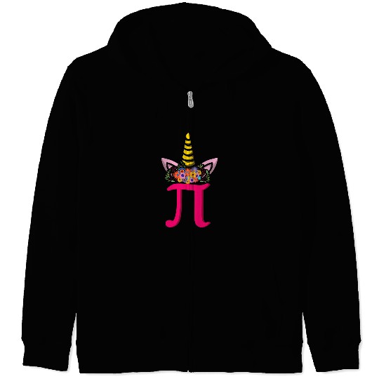 Cute Unicorns March Math Holiday Mathematics Funny Pi Day Zip Hoodies