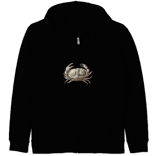 Crab Crabs Sealife Illustration Retro Vintage Zip Hoodies