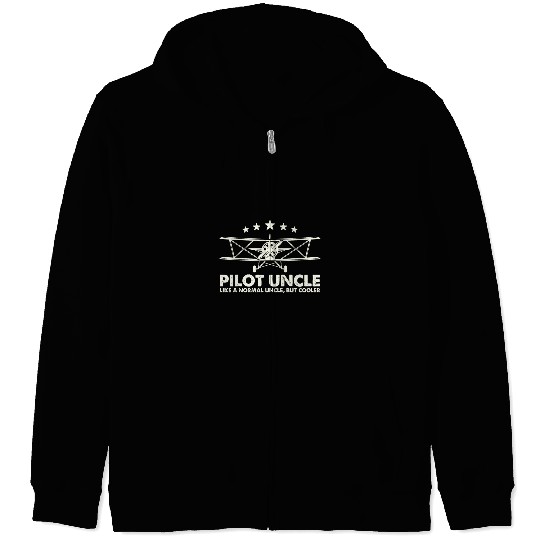 Pilot Uncle Like A Normal Uncle But Cooler Plane Aviation Zip Hoodies