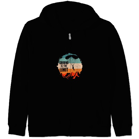 Skydiving Gift vintages Retro Parachute Paraglide Ground Zip Hoodies