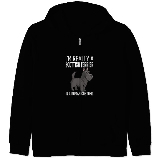 Dog Scottish Terrier My Human Costume Im A Scottish Terrier Dog Halloween Gift Zip Hoodies