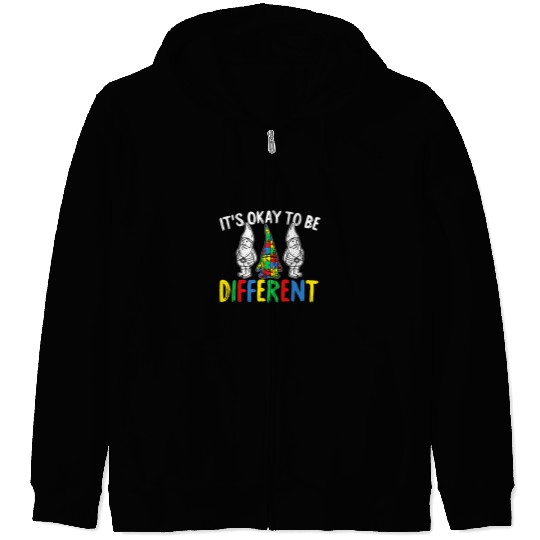 Autism Awareness Day Its OK To Be Different Gnomes Rainbow Neurodiverse Zip Hoodies