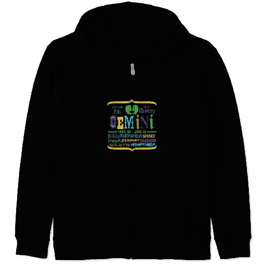 gemini western astrology zodiac sun sign traits word art Zip Hoodies
