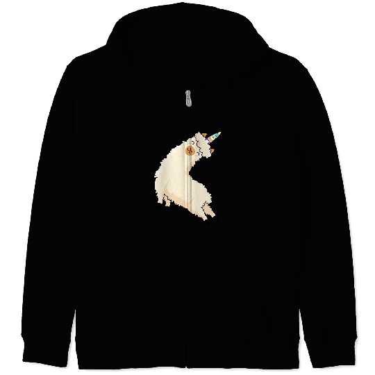 Llamacorn Llama Unicorns Alpaca Leaping Cute Llama Lovers Zip Hoodies