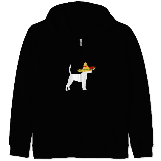 English Foxhound Sombrero Cinco De Mayo Funny Dog Zip Hoodies