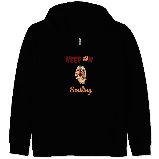 Cute Yorkie dog Illustration Keep On Smiling Lover Zip Hoodies
