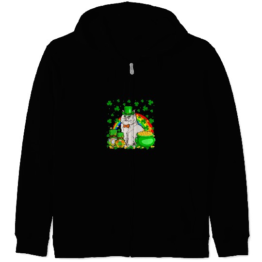Two Gnomes And Persian Wearing Patricks Day Hat Shamrocks Zip Hoodies