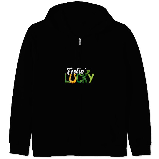 Horse Lover Feelin Lucky St Patricks Day Horse Shoe Lucky Horseshoe Zip Hoodies