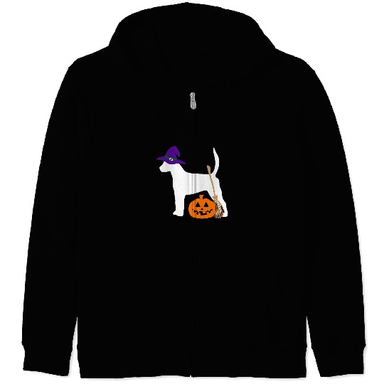 English Foxhound Halloween Dog Wearing Witch Hat Zip Hoodies