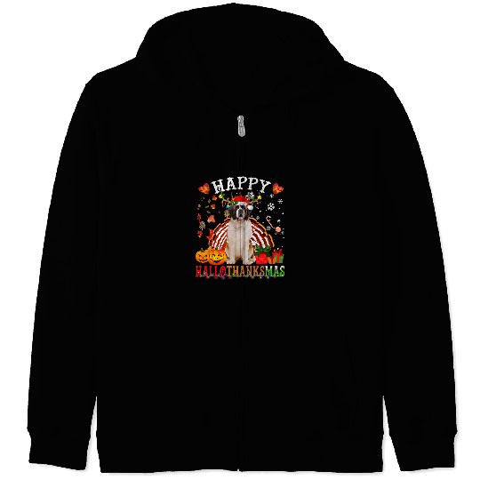 Halloween Thanksgiving Christmas St Bernard HalloThanksMas Zip Hoodies