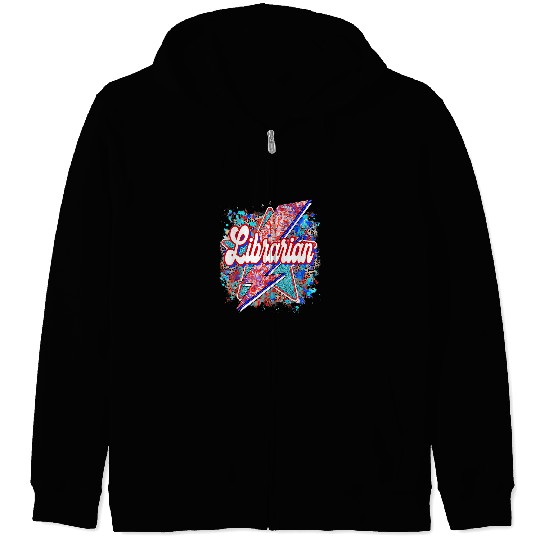 Reading Book Leopard Lightning Bolt Librarian Teacher Book School Library Reader Zip Hoodies