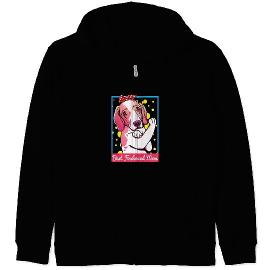 Retro American Foxhound Dog Mom Gift Zip Hoodies