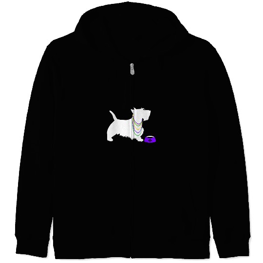 Dog Scottish Terrier Scottie Scottish Terrier Mardi Gras Dog Party v2 Zip Hoodies