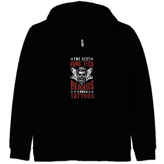 HVAC Technician Tech Beard Tattoo vintages The bests Hvac Zip Hoodies