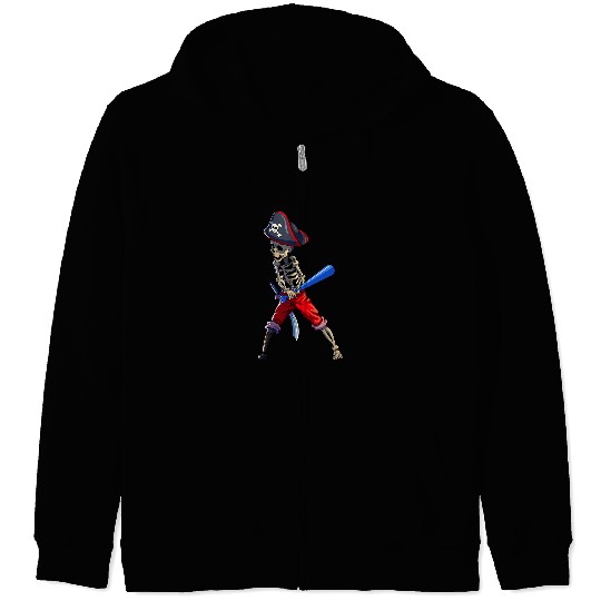 Baseball Skeletons Men Boys Pirate Baseball Halloween 25 Zip Hoodies