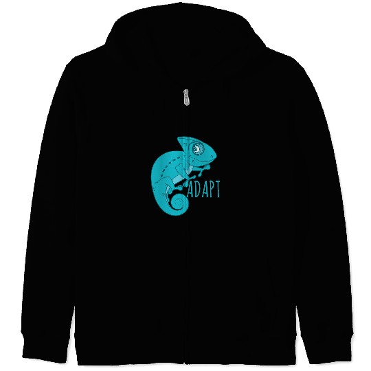 Chameleon Blue Art Chameleon Adapt Zip Hoodies