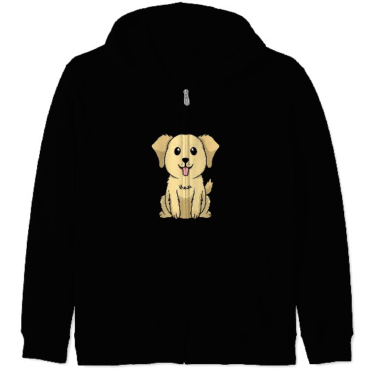 Funny Goldie Baby Chibi Kawaii Animal Golden Retriever Dog Puppy Golden Retriever Dog Zip Hoodies