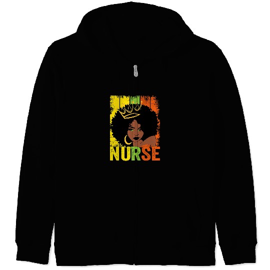 Black Woman nurses Afro Melanin vintages Black History Month 1 Zip Hoodies