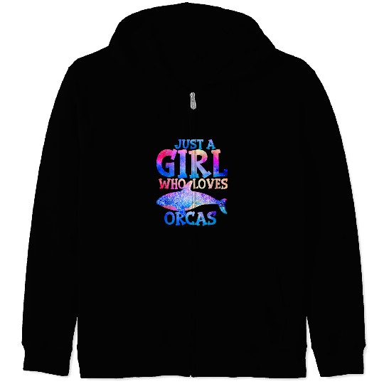 Whales Just A Girl Who Loves Orcas Whale Kids Girls Funny Zip Hoodies