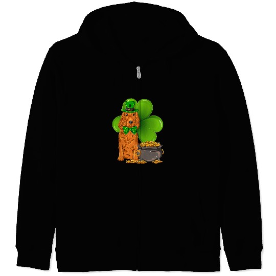 Dog Cocker Spaniel St Patricks Day cocker spaniel Shamrock Pet Dog Lover Zip Hoodies