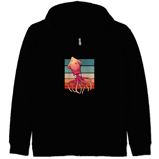Octopuss Lover Squid Lover Sea Creature Lovers vintages Squid Octopus Zip Hoodies