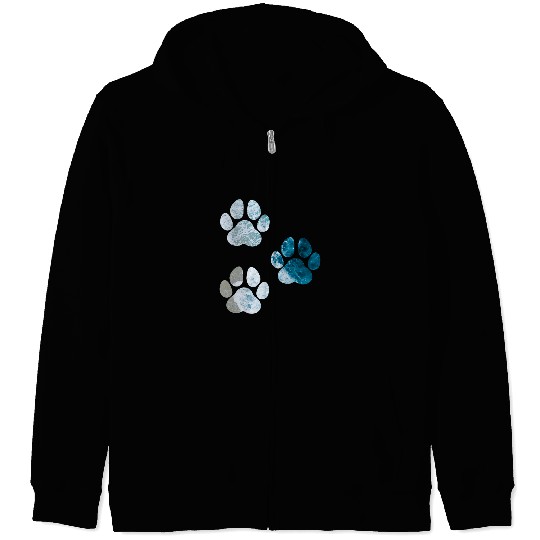 Dog Paw Prints Ocean Beach Waves Zip Hoodies