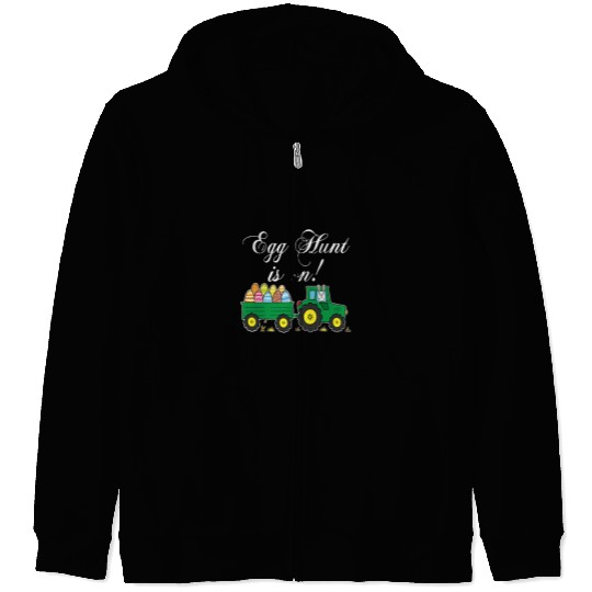 Tractor driving Egg Hunt Is On TractorTrain Funny Easter Bunny Kids Toddler 1 Zip Hoodies