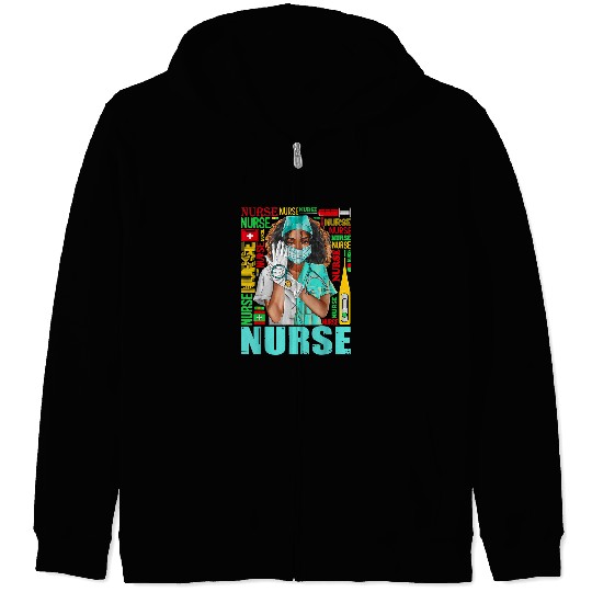 Nursing Womens Dy Black nurses Week Costume Black History Month Zip Hoodies