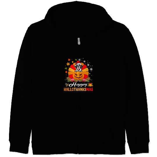 St Bernard Hallothanksmas Halloween Thanksgiving Christmas Zip Hoodies