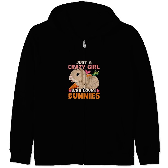 Rabbits Cute Bunny Lover Girls Women Pet Animal Carrot Rabbit Zip Hoodies