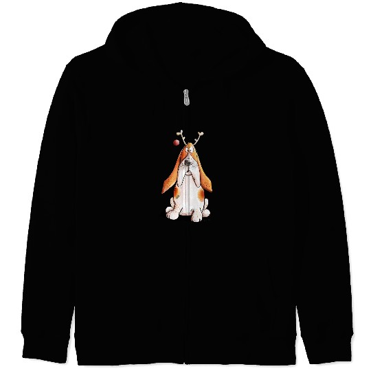 Christmas Basset Hound For Dogs Friends And Lovers Zip Hoodies