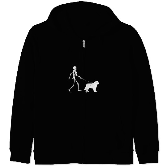Skeletons Skulls Saint Bernard Halloween Skeletons Funny Dog Youth Gift Skull Zip Hoodies