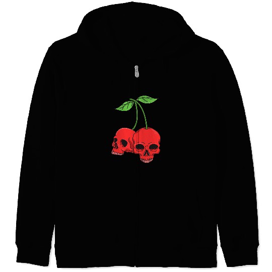 Skeletons Skulls Cherry Skull Skeletons Head Bones Fruit Lover Halloween 502 Skull Zip Hoodies