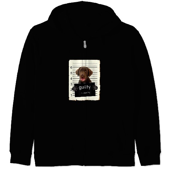 Labrador Lab Dog Chocolate lab Labrador Dog Mug Shot Bad Dog With Guilty Zip Hoodies