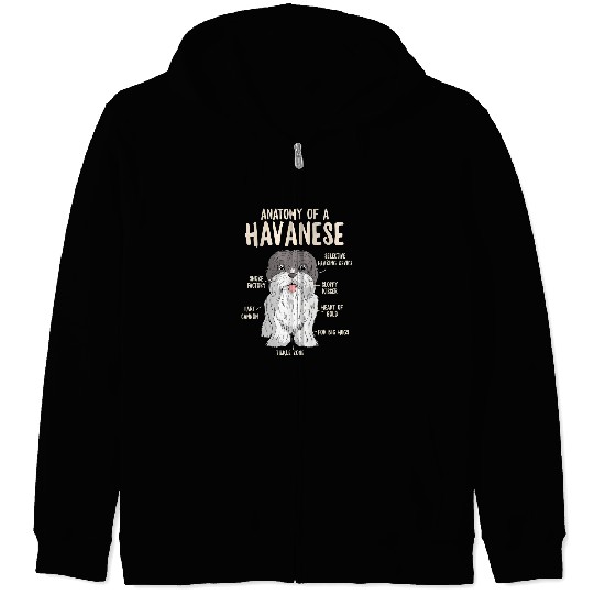 Dog Havanese Anatomy of A Havanese Dog Owner Puppy Funny Cute 2 Zip Hoodies