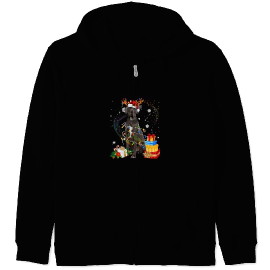Dog Great Dane Reindeer Christmas Lights Funny Dog xmass Gift Zip Hoodies