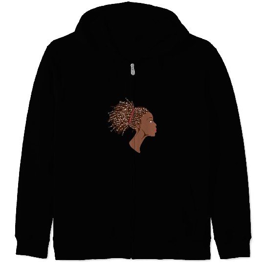 Black History Month Afro Word Art Natural Hair Zip Hoodies