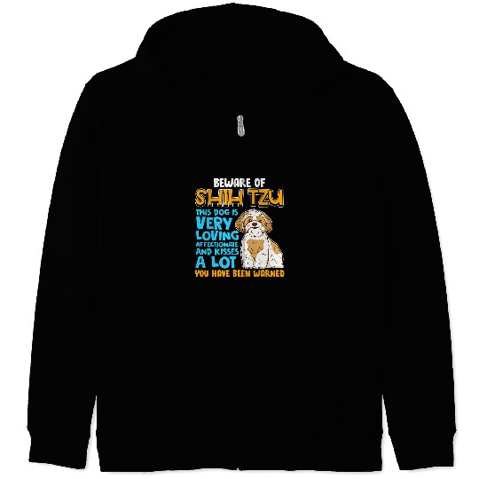 Shih Tzu Mom Dad Lover Gift Women Chinese Little Lion Zip Hoodies