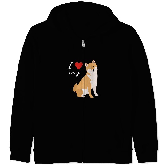 Dog Shiba Inu I Love My Shiba Inu Dog Lover Zip Hoodies