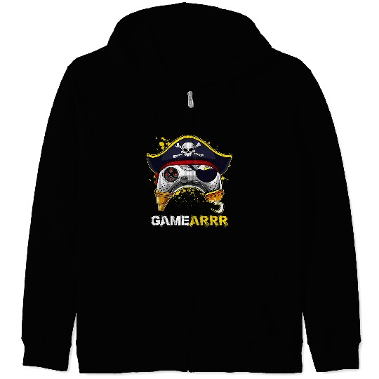 Skeletons Skulls Gamearrr Pirate Arrr Jolly Roger Video Game Skull Crossbones Skull Zip Hoodies