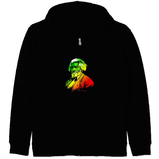 Frederick Douglass Portrait Art Black History Month Zip Hoodies