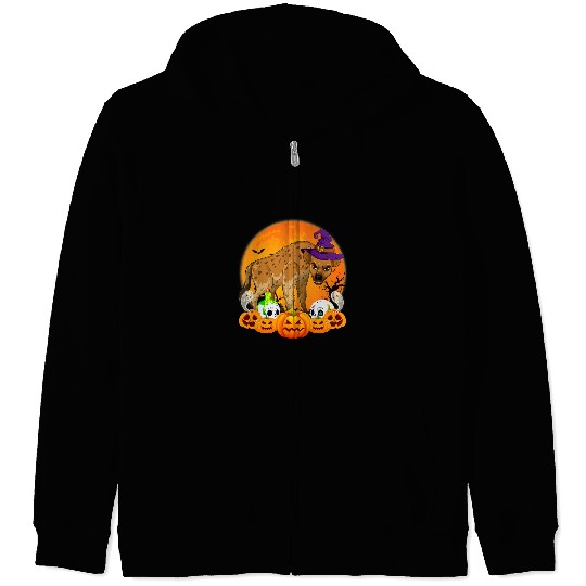 Skeletons Skulls Hyena Lover Scary Pumpkin Skull Witch Hyena Halloween 114 Skull Zip Hoodies